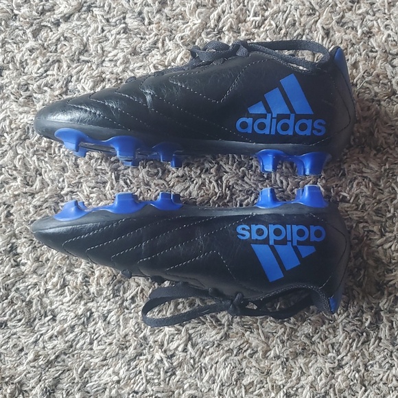 Adidas Unisex-Child Goletto VIII Firm Ground Black & Blue Soccer Cleat Size 13K - Picture 3 of 4